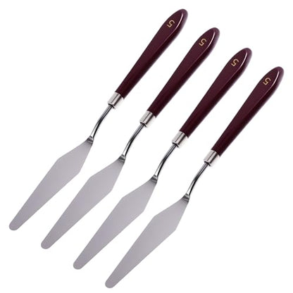 4 Pcs Palette Knife, #5 Pointed Head Spatula, Baking Paint Handle