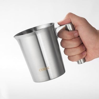 18/8 Stainless Steel Measuring Cup with Round Handle and Pour Spout, Heavy Duty Kitchen Food Prep Cup for Cooking, Baking, Coffee and Bar Use, 16 OZ (2 Cup, 500 ML) - color: Round Handle, size: 16 OZ (2 Cup, 500 ML)