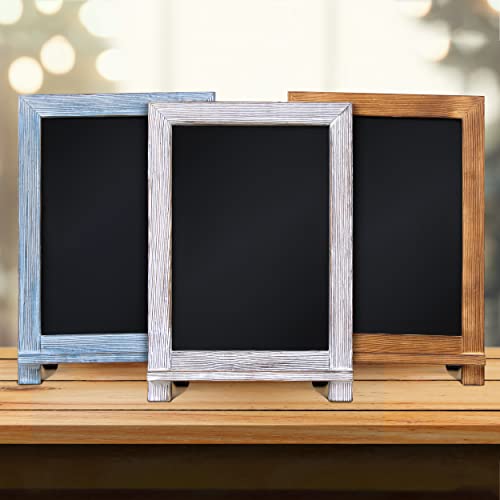 HBCY Creations Magnetic Tabletop Chalkboard Sign, 9.5" x 14", Rustic | Magnetic Surface, Metal Scrolled Legs, Countertop or Wall Mount - color: 1- Whitewashed, size: 10"W x 14"H