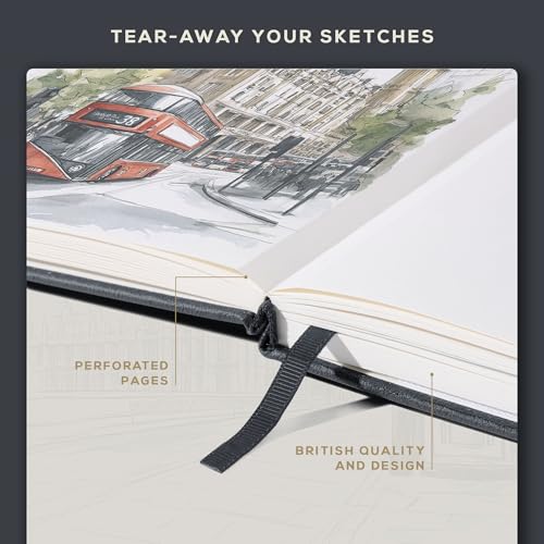 Beechmore Books A5 5.8x8.3 Mixed Media Sketchbook 160 GSM/98LB, Gift Box - color: Graphite Grey, size: A5 - 5.8" x 8.3" Medium