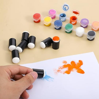 JJUNW 30 Pcs Finger Sponge Daubers Set, Face Paint Sponges Drawing Project Finger Painting Sponge, Paint Sponges for Card Making, Painting, Stamping, Ink