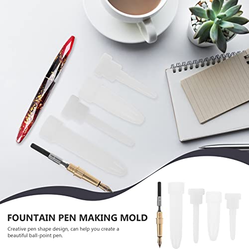 EXCEART Fountain Pen Mold Set Silicone Pen Mold for Epoxy Resin DIY 4-piece Casting Kit with Brass Nib and Ink for Calligraphy Fountain Making 3.93 X 0.98 X 0.98 in