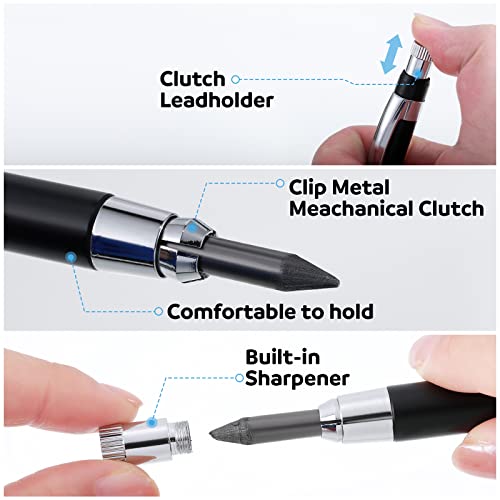 Lincia 5.6 mm Diameter Mechanical Pencil Artist Carpenter Drafting Pencils Metal Marker with Built Sharpener for Construction Drafting Crafting Sketching Wood Working(32 Pcs)