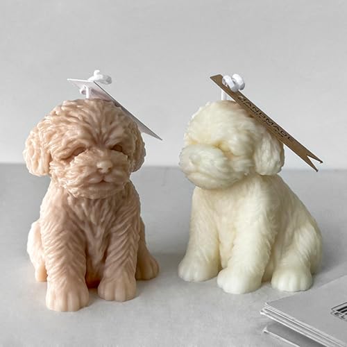 Cute Dog Silicone Mold, Dog Candle Molds for Candle Making, Animal Silicone Fondant Chocolate Cake Decorating Mold, Unique Puppy Epoxy Resin Casting Mould, Dog Soap Wax Art Craft Molds Home Decor - color: Curly Dog