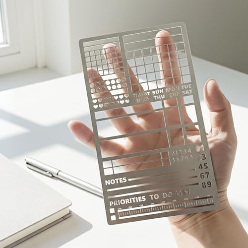 Metal Stencils, 2-Piece Set for Planners, Lists, Habit Tracking, Scrapbooking