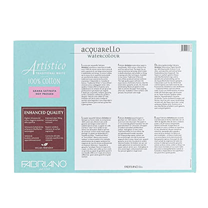 Fabriano Artistico Watercolor Block, 10 x 14, Traditional White - size: 10x14, style: Hot-Press