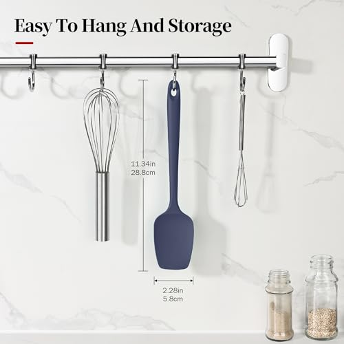 600ºF Heat Resistant Cooking Silicone Spoon Spatula, Midnight Blue | High Heat Food Safe Seamless Kitchen Spoonula Scraper for Baking Mixing Scraping Stirring Egg Nonstick Cookware Pan Bowl - color: Midnight Blue, size: 11.34in - Spoon Spatula
