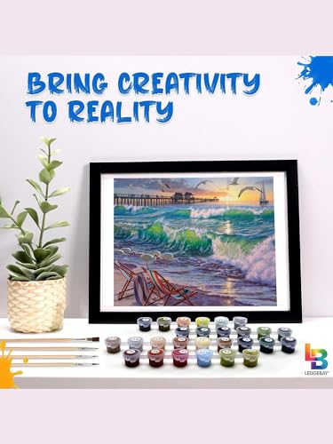 Ledgebay Paint by Numbers Kit for Adults, 16x20 Unframed Canvas - color: Seaside Escape, size: 16" x 20" Unframed
