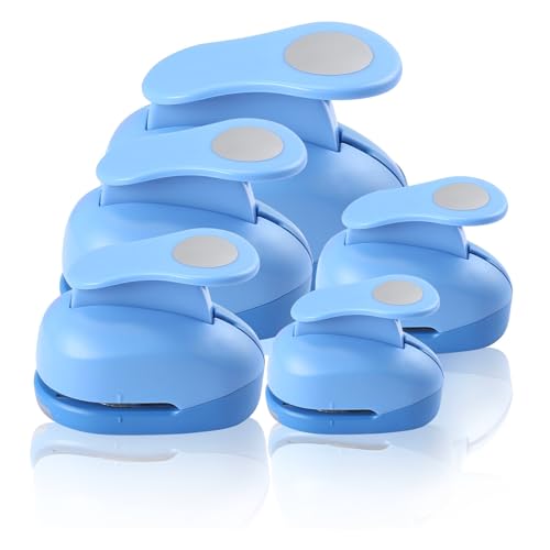 Circle Hole Punch Set, 3/8 inch, 5/8 inch, 1 inch, 1.5 inch, 2 inch, 5 Different Size Circle Punches for Crafting Designs, Office Supplies, Card Making, DIY Albums, Photos - color: Blue