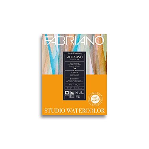 Fabriano Studio Watercolor Pad, Hot-Press, 8" x 10", 90 lb., 20 Sheets - color: White - 20 Sheets, size: 8 x 10, style: Hot-Press 90lb