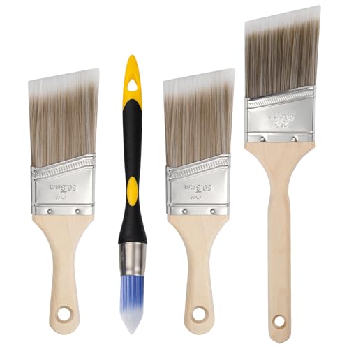 Mister Rui Paint Brushes Set, 4 Pack Angled Brushes for Trim and Wall | Synthetic Sash Brush for Cabinets & Wall Paint Brushes for Oil, Latex, No Shedding - size: 4PCS, 0.6", 2" Short 2, 2.5"