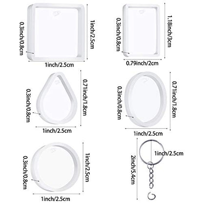 WILLBOND 67 Pieces Resin Keychain Molds Silicone with Hole, 5 Shapes
