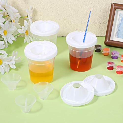 LIQWEI 30 Pack No Spill Paint Cups with Lids for Kids, Reusable | Spill Proof Paint Water Cup Plastic Containers for Painting School Classrooms Arts Crafts Supplies (3 x 3 Inch)