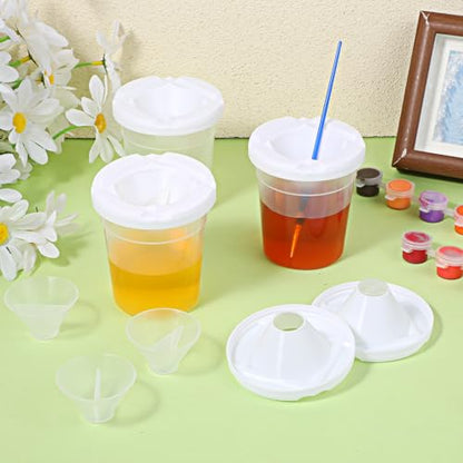 LIQWEI 30 Pack No Spill Paint Cups with Lids for Kids, Reusable | Spill Proof Paint Water Cup Plastic Containers for Painting School Classrooms Arts Crafts Supplies (3 x 3 Inch)