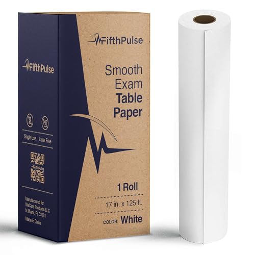 Medical Exam Table Paper 17"x125 Feet - 1 Roll of Disposable White Table Paper Rolls for Doctor's Offices, Chiropractors, and More - Latex Free Bed Sheet