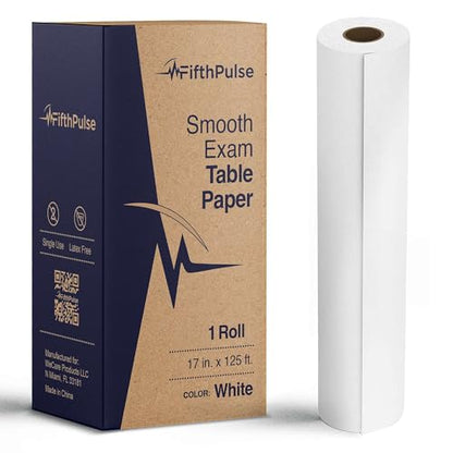 Medical Exam Table Paper 17"x125 Feet - 1 Roll of Disposable White Table Paper Rolls for Doctor's Offices, Chiropractors, and More - Latex Free Bed Sheet
