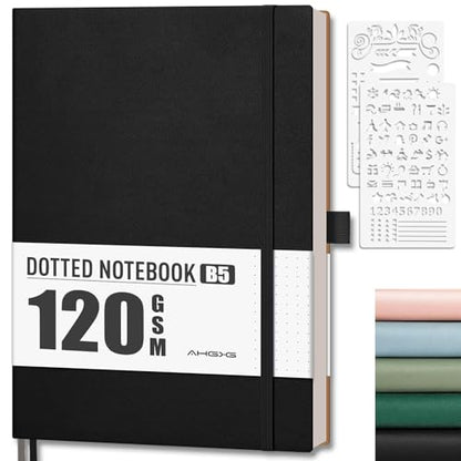 AHGXG Dotted Journal, 120 GSM Paper, 96 Pages, B5 (7.6'' X 10'') - color: Black, style: B5-Dotted-120G
