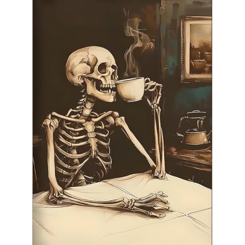 KICHANG Skull Diamond Art Kits for Adult Diamond Painting Kit for Beginner | Skeleton 5D DIY Diamond Dots Full Drill Crafts for Gem Art Dot Art for Adults Home Wall Decor for Teens Boys Girls 12x16 inch - color: DP04601