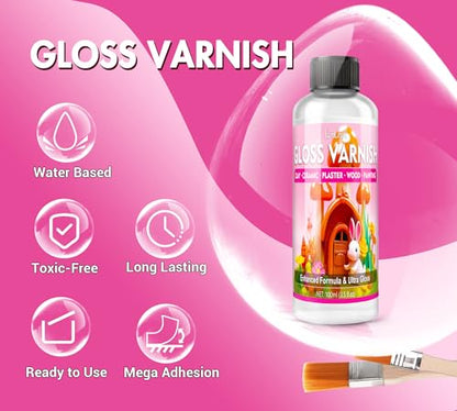 Air Dry Clay Glaze - 7oz/200ml Polymer Glaze Varnish, Waterproof & Scratch-Resistant, Prevents Cracking, High Gloss Clay Sealant, Suitable for Pottery, Sculptures, Acrylic Paintings & Wood Products