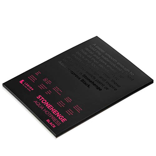 Stonehenge Aqua Black Medium Weight Pad, 140lb, Hotpress, 9 x 12 Inches, 15 Sheets for Wet and Dry Media - size: 9x12