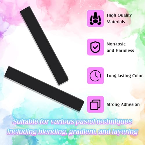 Watersay 24 Pcs Soft Pastel Drawing Chalk Set Square Sketch Chalk Non-toxic Artist Pastel Sticks for Professional Artists and Art Lovers(60 x 8 x 8 mm,Black) - color: Black, size: 1 Count (Pack of 24)
