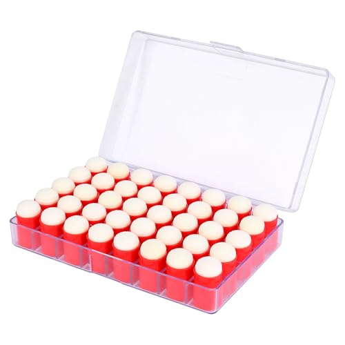 40 Pieces Sponges Daubers with Storage Case - Finger Sponge Daubers with Soft Sponge Head - Perfect for Painting, Drawing, Stenciling, Card Making and More - color: Red