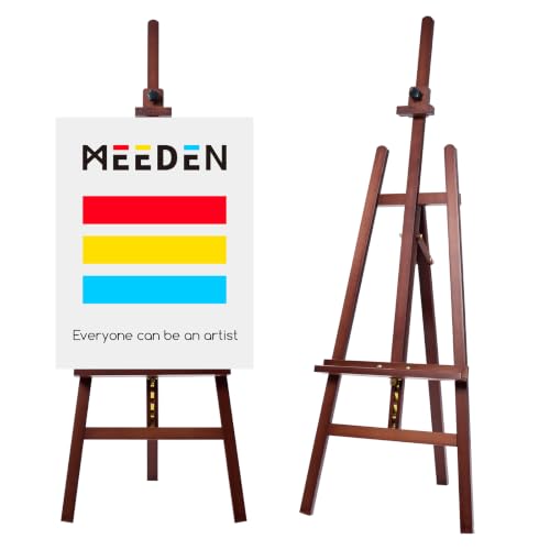MEEDEN Art Wooden Easel Stand: Solid Beechwood, Can Hold Canvas up to 43" | Adjustable Height from 57"-76" for Studio Gallery, Multiple Angles A-Frame Easel for Adults Artists Beginners, Deep Walnut - color: Deep Walnut