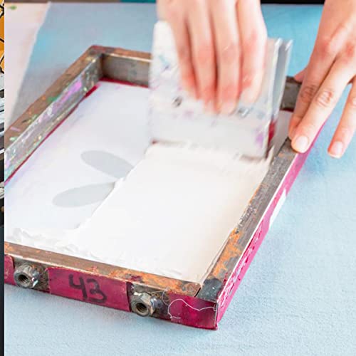 Worown 10 X 14 Inch Aluminum Silk Screen Printing Frame with 110 White Mesh, and Including 4 x 10 Inch Wooden Screen Printing Squeegee - size: 10 X 14 Inch