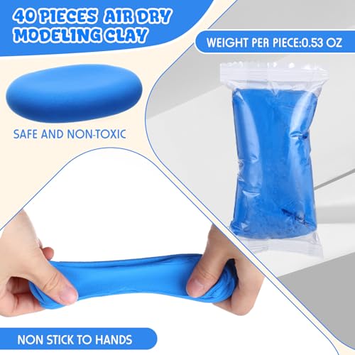 VioraWhite 40 Pcs 21 oz Air Dry Clay Bulk Modeling Clay,Blue | Ultra Lightweight Foam Modeling Clay for Kids Adults, DIY Crafts Party Arts, School Project Gifts Supplies - color: Blue