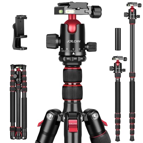 Victiv 80/85 inches Heavy Duty Tripod for Camera and Phone, 85" Camera Monopod Tripod, DSLR Binoculars Spotting Scope Camcorders Video Tripod Stand, 360 Degree Ball Head, 35 lbs Loads - color: Red