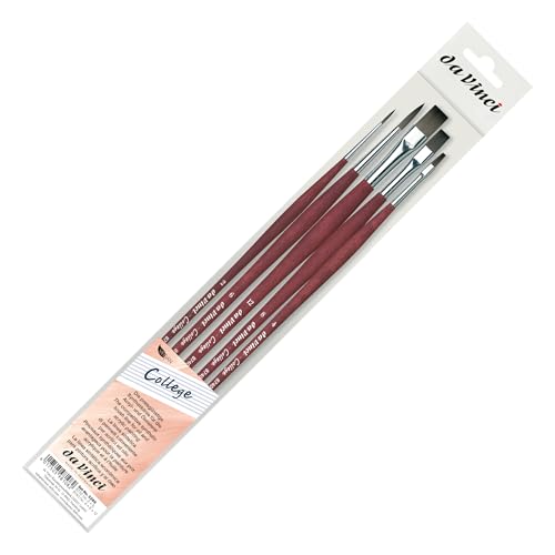 da Vinci Oil & Acrylic Brush Set 5269 - COLLEGE Synthetics - 5 Brush Set containing Series 8730 Round Size 2 & 6 plus Series 8740 Flat Size 4, 8 & 12 - Strong fibers that are easy to clean - Made in Germany - style: College Starter Set