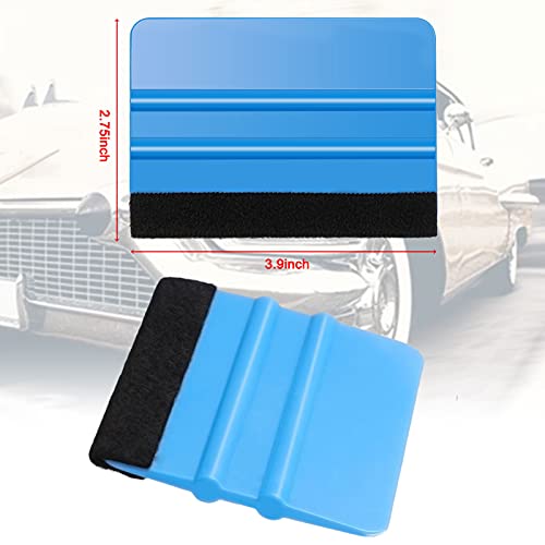 Frienda 12 Pieces Plastic Felt Edge Squeegee Tool Vinyl 4 Inch Felt Squeegee Applicator Tool Scraper Tool with Soft Cloth for Car Vinyl Wrap, Window Tint, Wallpaper, Decal Sticker