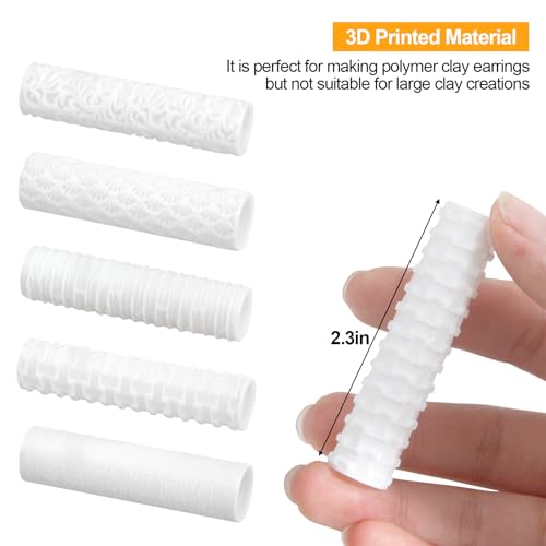 Polymer Clay Texture Roller, 5-Pack for Cutters & Sheets | Polymer clay texture roller, 5 small rollers for texture sheets, compatible clay cutters, ideal DIY crafts & jewelry