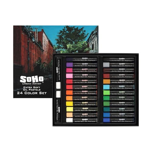 Soho Urban Artist Oil Pastels 26pc Set - Extra Soft, Blendable, Highly Pigmented and Vibrant, Ideal for Artists & Professionals - Suitable for Drawing, Sketching, Layering, and Scraping - size: 26 Count (Pack of 1)