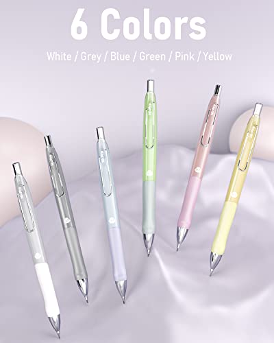 Nicpro 6PCS Pastel Mechanical Pencil Set 0.7 mm, Cute Mechanical Pencils with Comfort Grip with 12 Tubes HB Lead Refill, 3 Eraser, 9 Eraser Refills for Student Writing, Drawing, Sketching- with Case