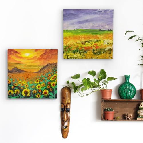 4 Pack 5x5’’ Unfinished Birch Wood Panels Kit for Painting | Studio 3/4’’ Deep Wooden Canvas, Cradle Boards for Acrylic Pouring, Art, Crafts, Epoxy Resin, Laser Engraving Cutting - size: 5'' x 5'' Studio