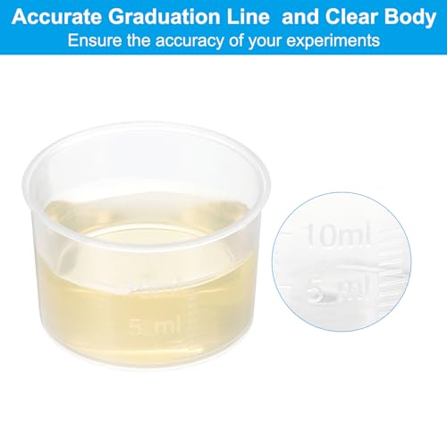 PATIKIL 10ml Measuring Cups, 100Pcs Polypropylene Graduated Measuring Beakers for Lab Experiments, Cooking and Baking, Transplant - size: 10ml