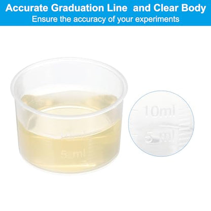 PATIKIL 10ml Measuring Cups, 100Pcs Polypropylene Graduated Measuring Beakers for Lab Experiments, Cooking and Baking, Transplant - size: 10ml