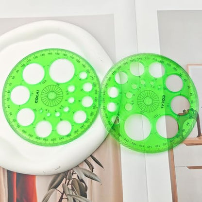 4 Pack Circle Drawing Template, Multi-Size Round Circle Stencil, Plastic Geometric Circle Ruler, Multifunctional Drawing Aid Tool for Student, Design, School, and Office Use(Green) - color: green