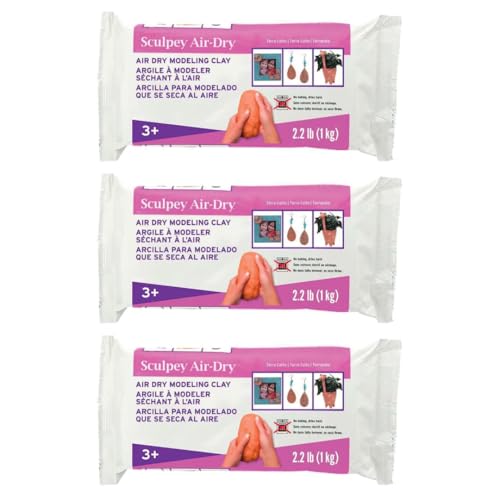 Sculpey Air-Dry, Premium Air Dry Clay, Terra Cotta, No Baking Required, 2.2 lb. (1 kg), Pack of 3, 6.6 lbs. Total - color: Terra Cotta, 3-Pack