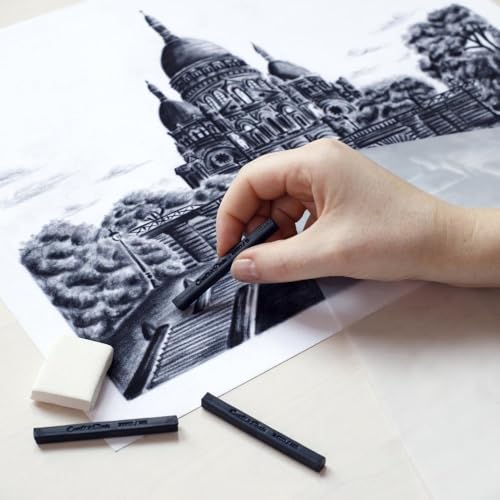 Conté à Paris 12 Count 2B Sketching Crayons Set, Black | Extra Dark Mark Making, Rich Tonal Range, Excellent For Dramatic Contrast, Figure Studies And Rendering - style: 12 Count - Black 2B