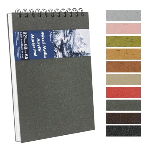 8.3x5.8 Sketch Book,Art Sketchbook for Drawing Pad,Mixed Media Sketchbook - color: TopSpiral-BrightWhite-Dark Grey