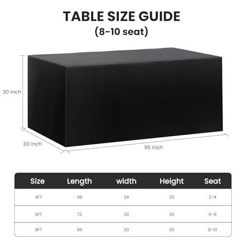 Ascoza 2 Pack Fitted Tablecloth for 8 Foot Rectangle Tables 96 x 30 Inch Black Table Covers Water Resistant Polyester Table Cloth for Wedding, Parties,Display, Trade Show (Black) - color: Black, size: 8FT