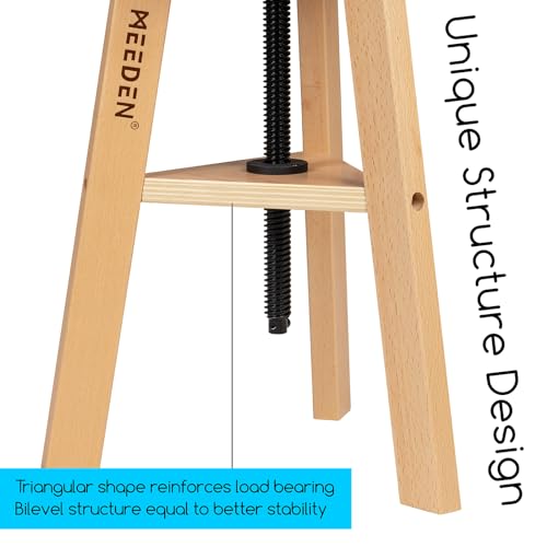 MEEDEN Artist Wooden Drafting Stool: Adjustable Height Art Stool for Studio | Up to 220 Lbs, German Beech Wood Drafting Chair, Perfect for Artists Studio, Home Use, Kitchen, Bar Stool, Natural - color: Natural