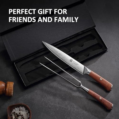 YOTSUBA Japanese Carving Knife and Fork Set with Ergonomic Rosewood Handle - style: 2pcs carving set