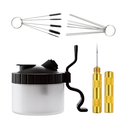 crpen Airbrush Kit with Brush Cleaner Solution Airbrush Cleaner Kit Airbrush Holder Stand Airbrush Cleaning Pot Airbrush Spray Cleaning Efficient Cleaning of Airbrushes (Black)