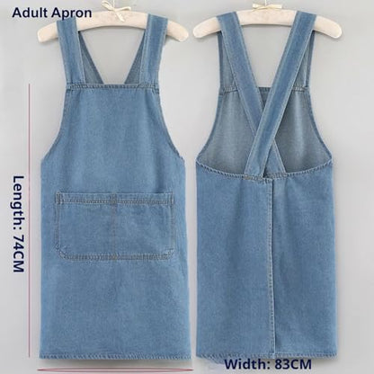Denim Cross Back Aprons for Women with Front Pockets | Lightweight Cotton Adult Apron, Kitchen Cooking, Gardening, Painting, Pottery & Crafting, Durable & Stain-Resistant - color: Heart