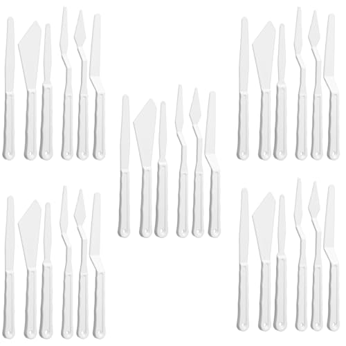 30-Piece Palette Knives, Flexible Art Tool, Stenciling Knife for Layered Colors, Carving and Painting Art Tools, Suitable for Carving, Oil Painting, and Watercolor Painting, White