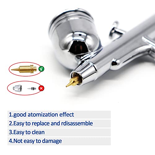 1/5HP Quiet Airbrush Compressor Kit – Dual-Action Gravity Airbrush with Holder, 5 Cleaning Brushes, 1 Reamer & 6FT Hose for Model Painting, Tattoo, Makeup