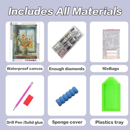 HHMATITS Flowers Diamond Art Kits for Adults 12x16inch - color: Flower